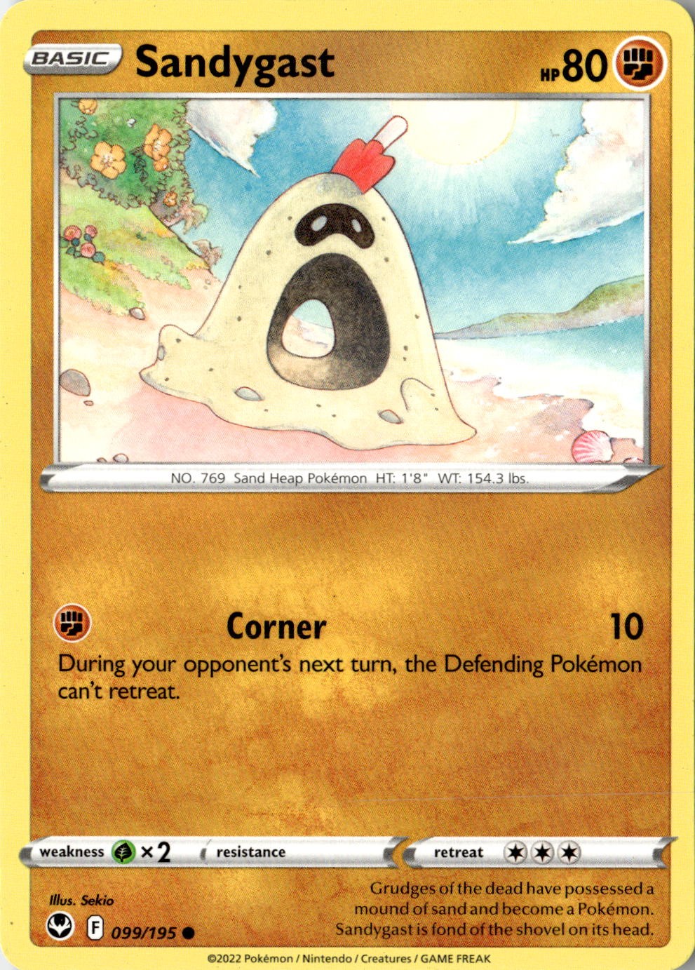 2022 POKEMON SANDYGAST 099/195 COMMON SILVER TEMPEST NEAR MINT