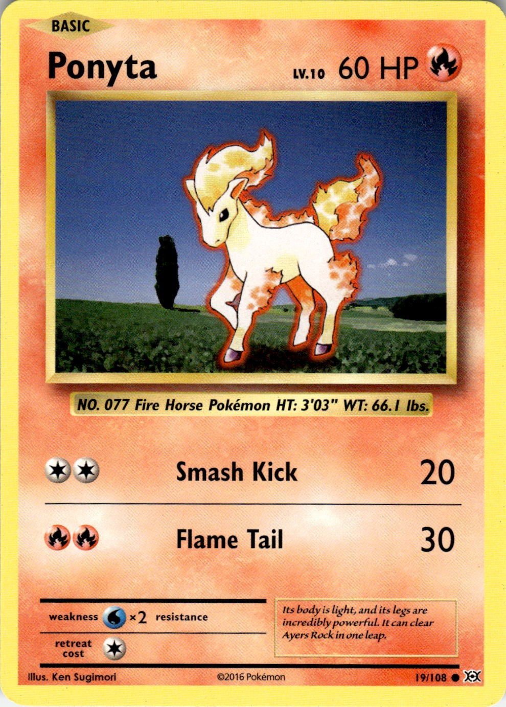 Ponyta 19/108 Common Evolutions Pokemon Near Mint