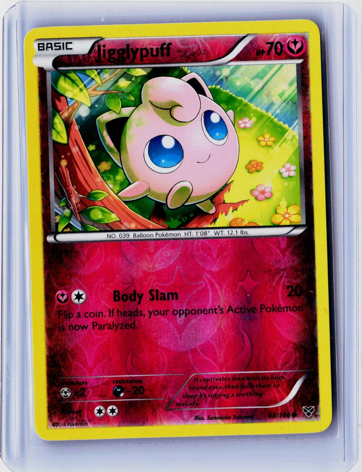 2014 POKEMON JIGGLYPUFF 88/146 COMMON XY BASE SET REVERSE HOLO NEAR MINT