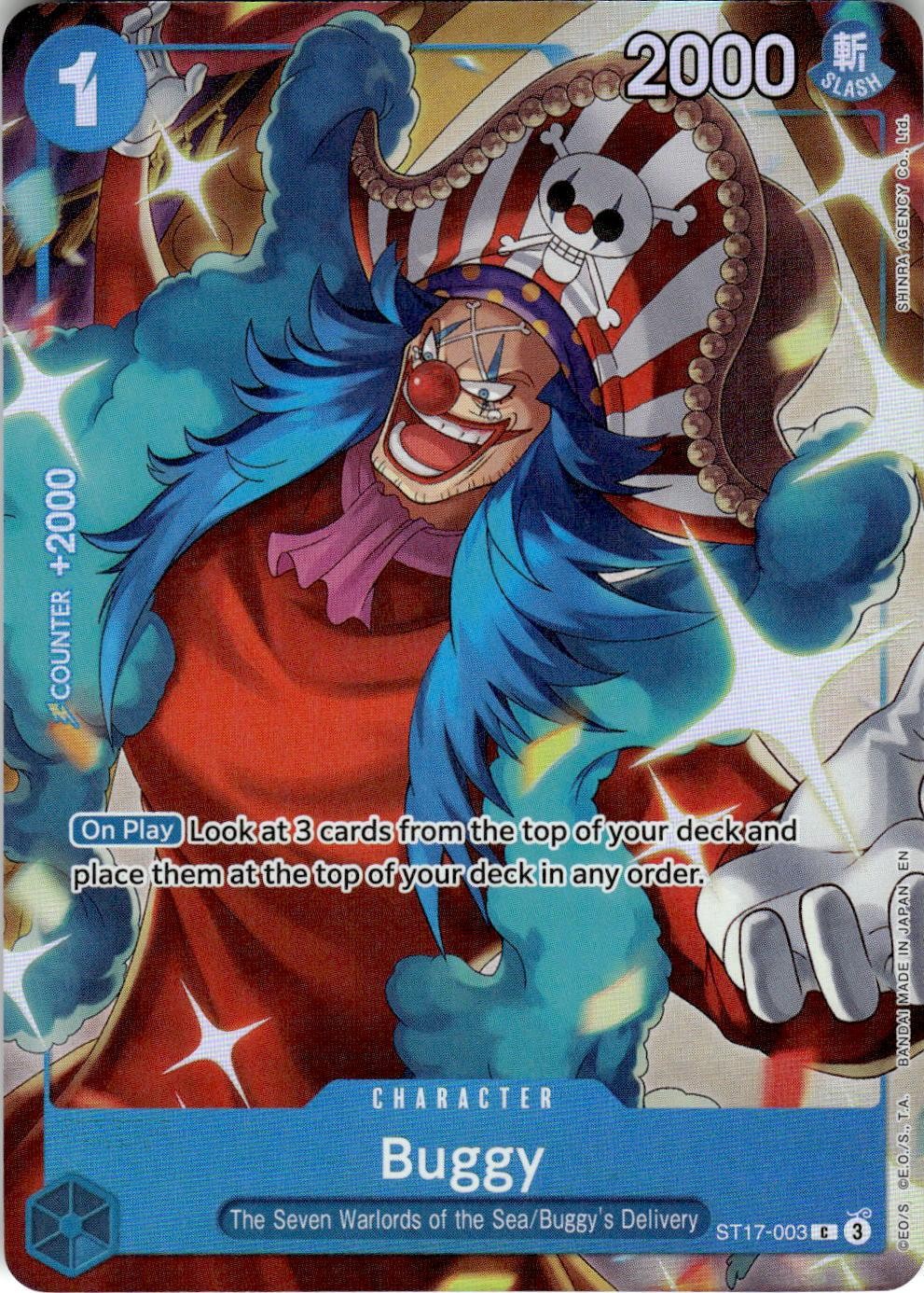ONE PIECE BUGGY (SEVEN WARLORDS OF THE SEA BINDER SET) ST17-003 CARDS FOIL NM