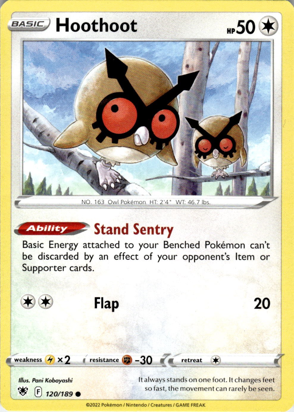 Hoothoot 120/189 Common Astral Radiance Pokemon Near Mint