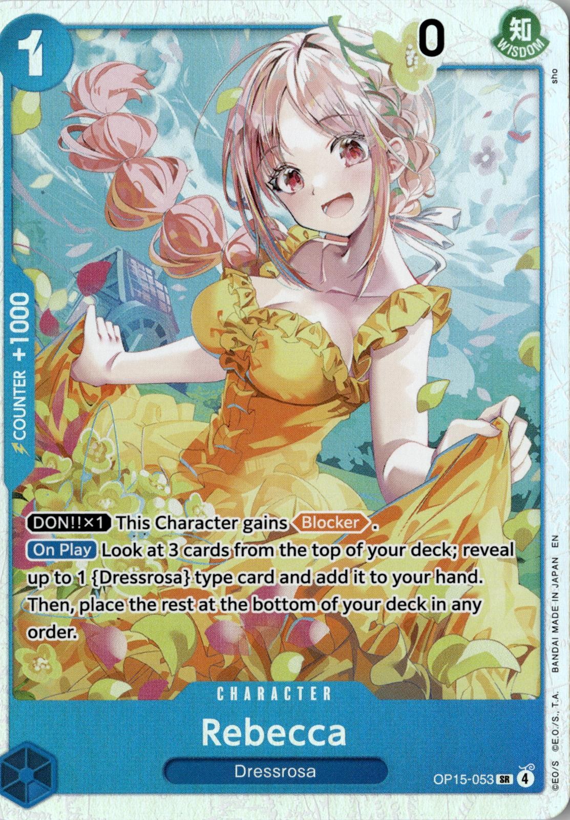 2026 ONE PIECE REBECCA OP15-053 SUPER RARE ADVENTURE ON KAMI'S ISLAND FOIL NM