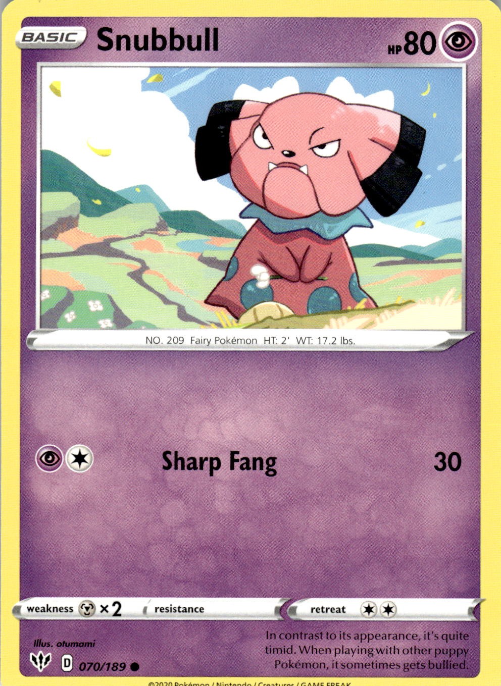 Snubbull 070/189 Common Darkness Ablaze Pokemon Near Mint