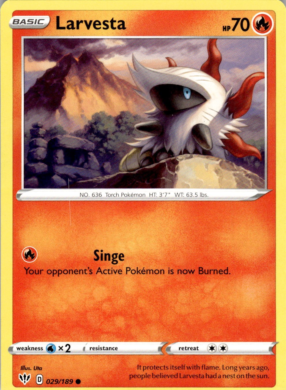 Larvesta 029/189 Common Darkness Ablaze Pokemon Near Mint