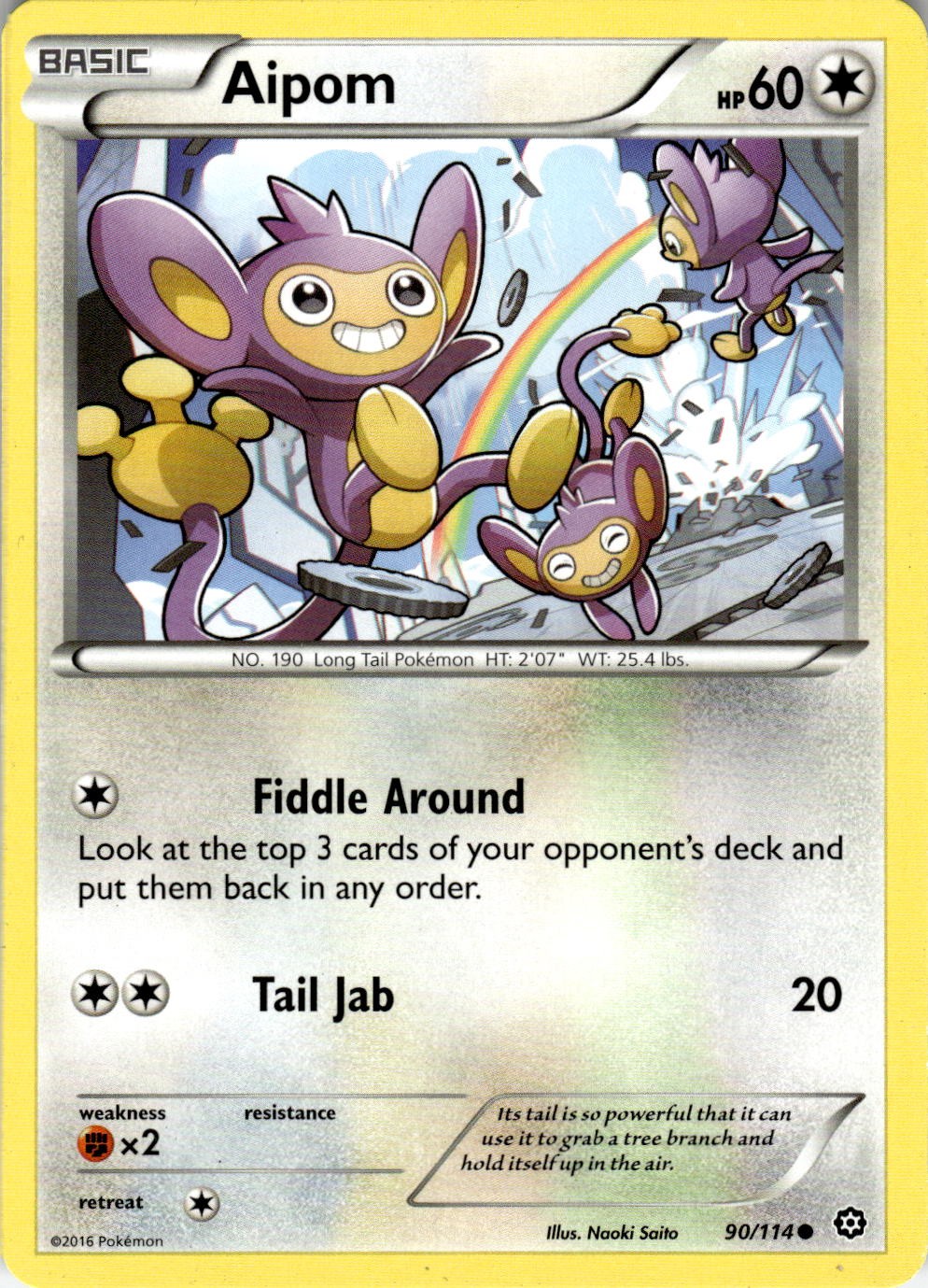 Aipom 90/114 Common Steam Siege Pokemon Near Mint