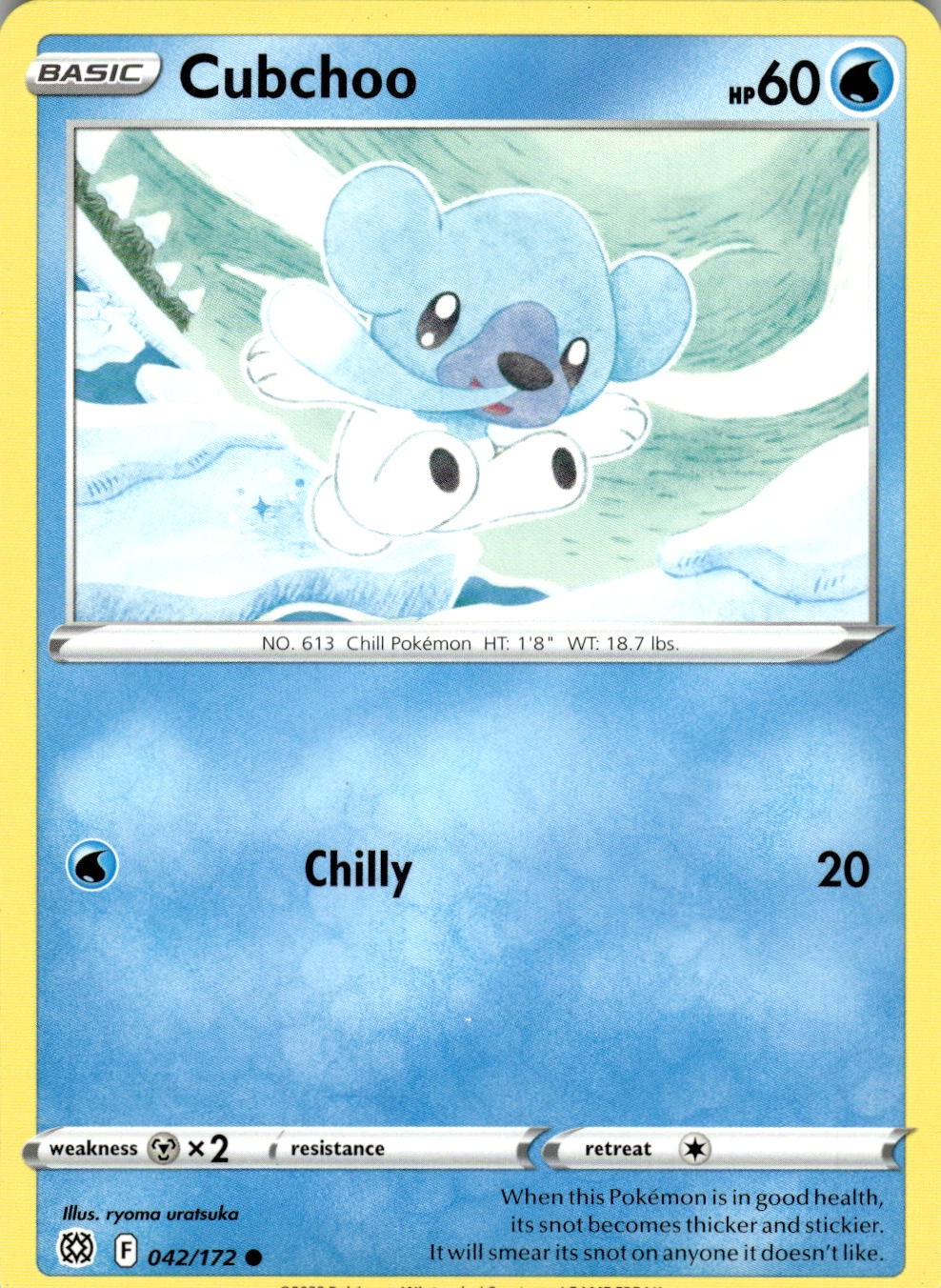 Cubchoo 042/172 Common Brilliant Stars Pokemon Near Mint