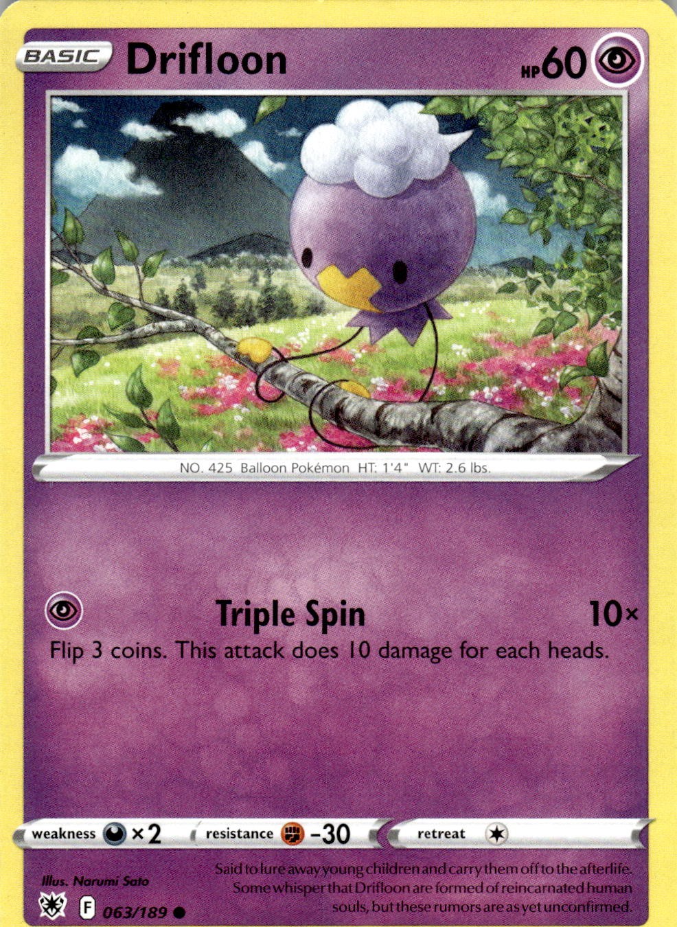 Drifloon 063/189 Common Astral Radiance Pokemon Near Mint