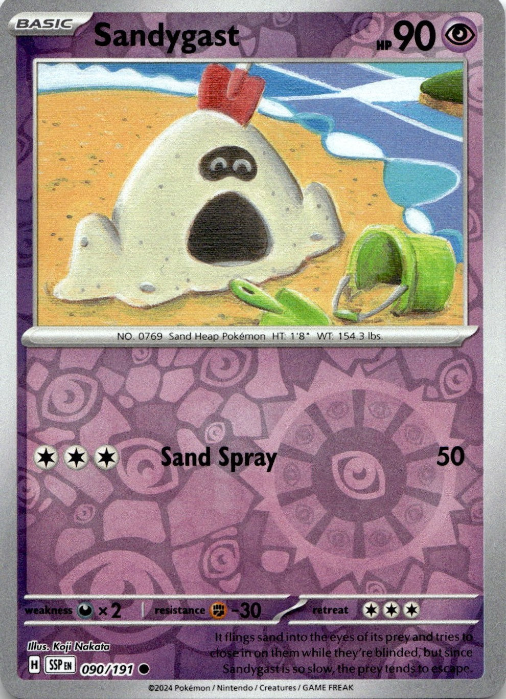 Sandygast 090/191 Common Surging Sparks Pokemon Reverse Holo Near Mint
