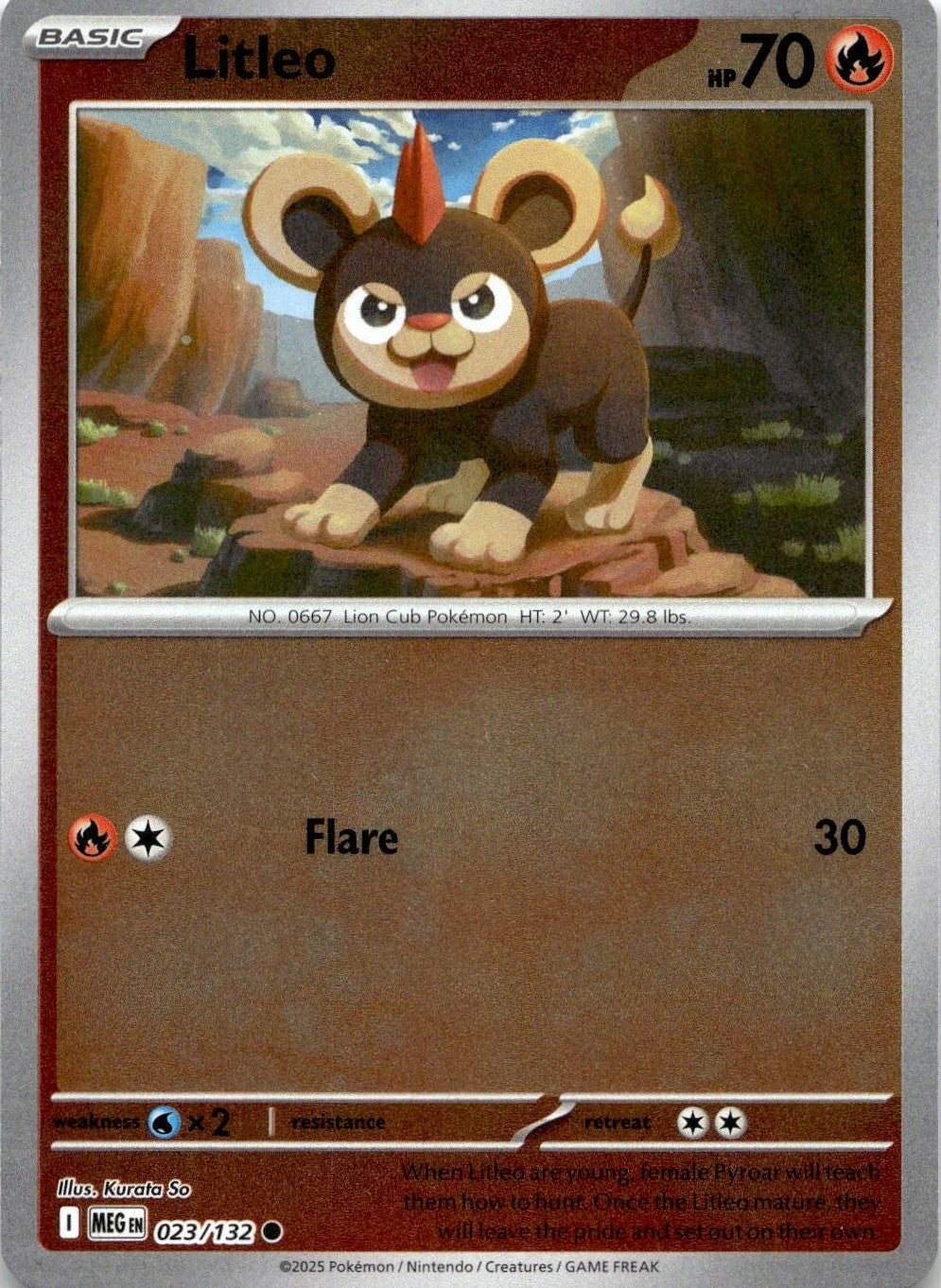 Litleo 023/132 Common Mega Evolution Pokemon Reverse Holo Near Mint
