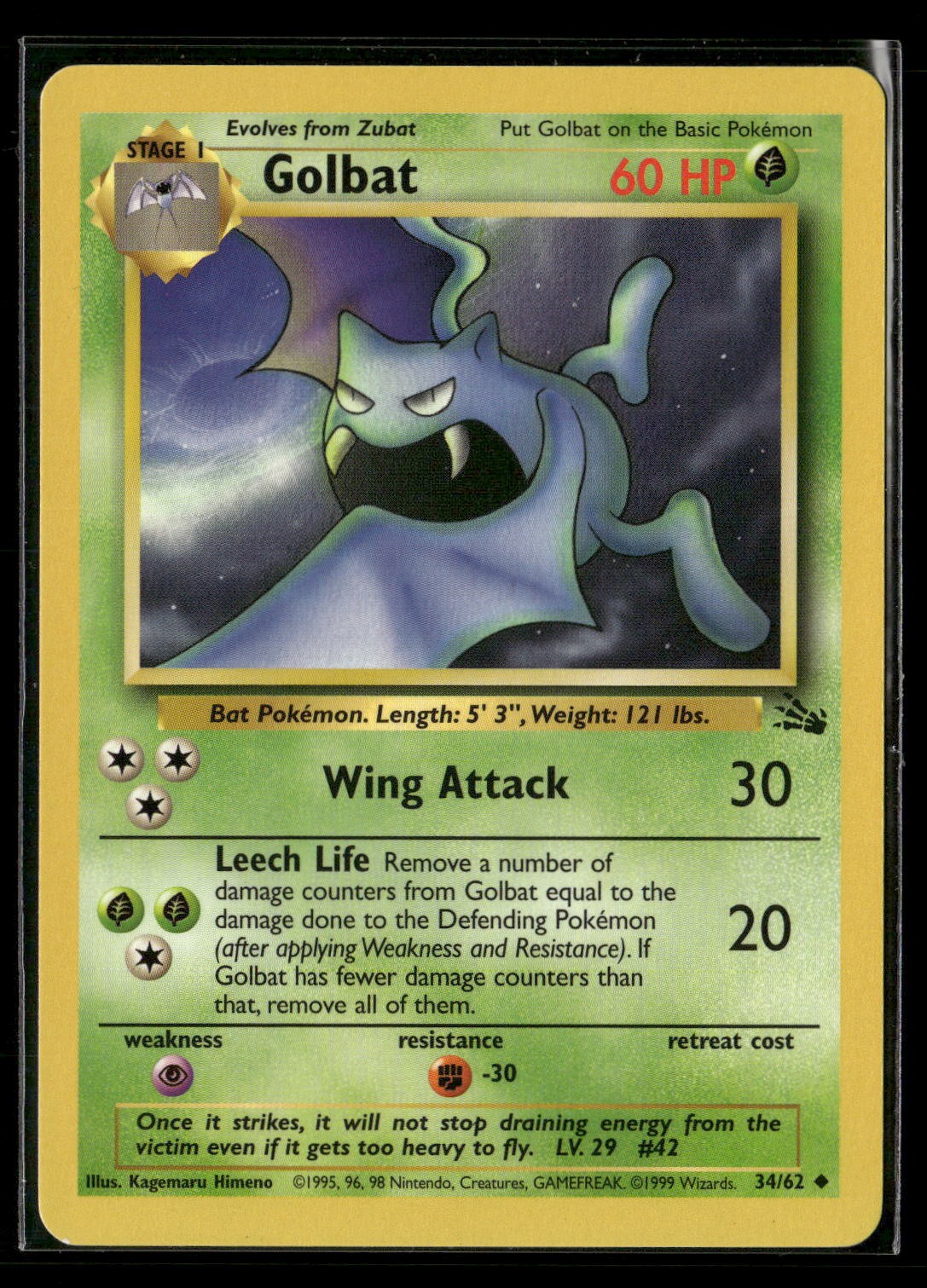 Golbat Unlimited Uncommon Fossil 34/62 NM