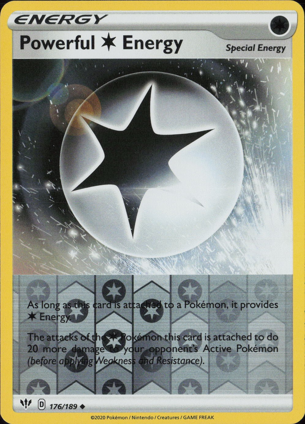 Powerful C Energy Reverse Holo Uncommon SWSH03: Darkness Ablaze 176/189 NM