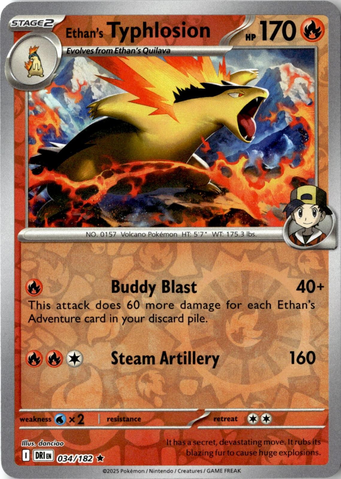 POKEMON ETHAN'S TYPHLOSION (NON-HOLO) 34/182 RARE DECK EXCLUSIVES NEAR MINT