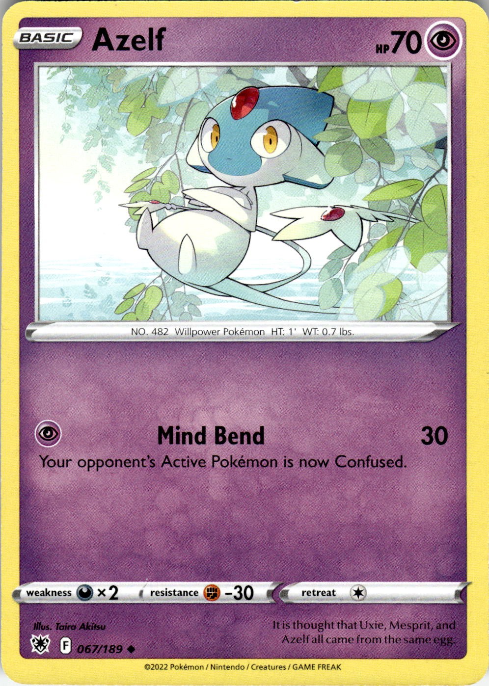 Azelf 067/189 Uncommon Astral Radiance Pokemon Near Mint