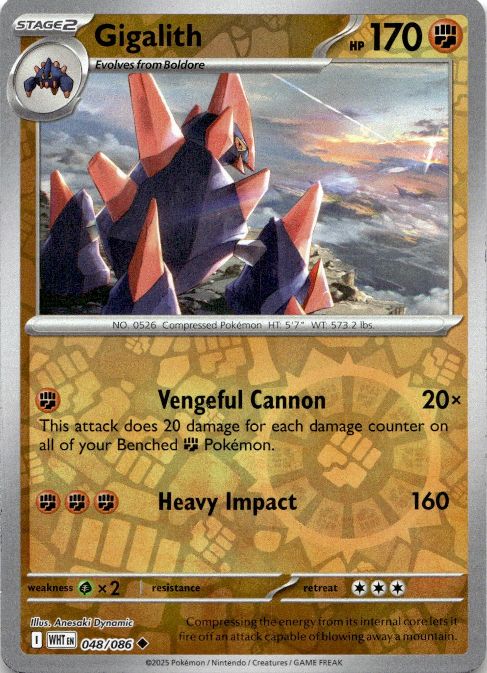 Gigalith 048/086 Uncommon White Flare Pokemon Reverse Holo Near Mint
