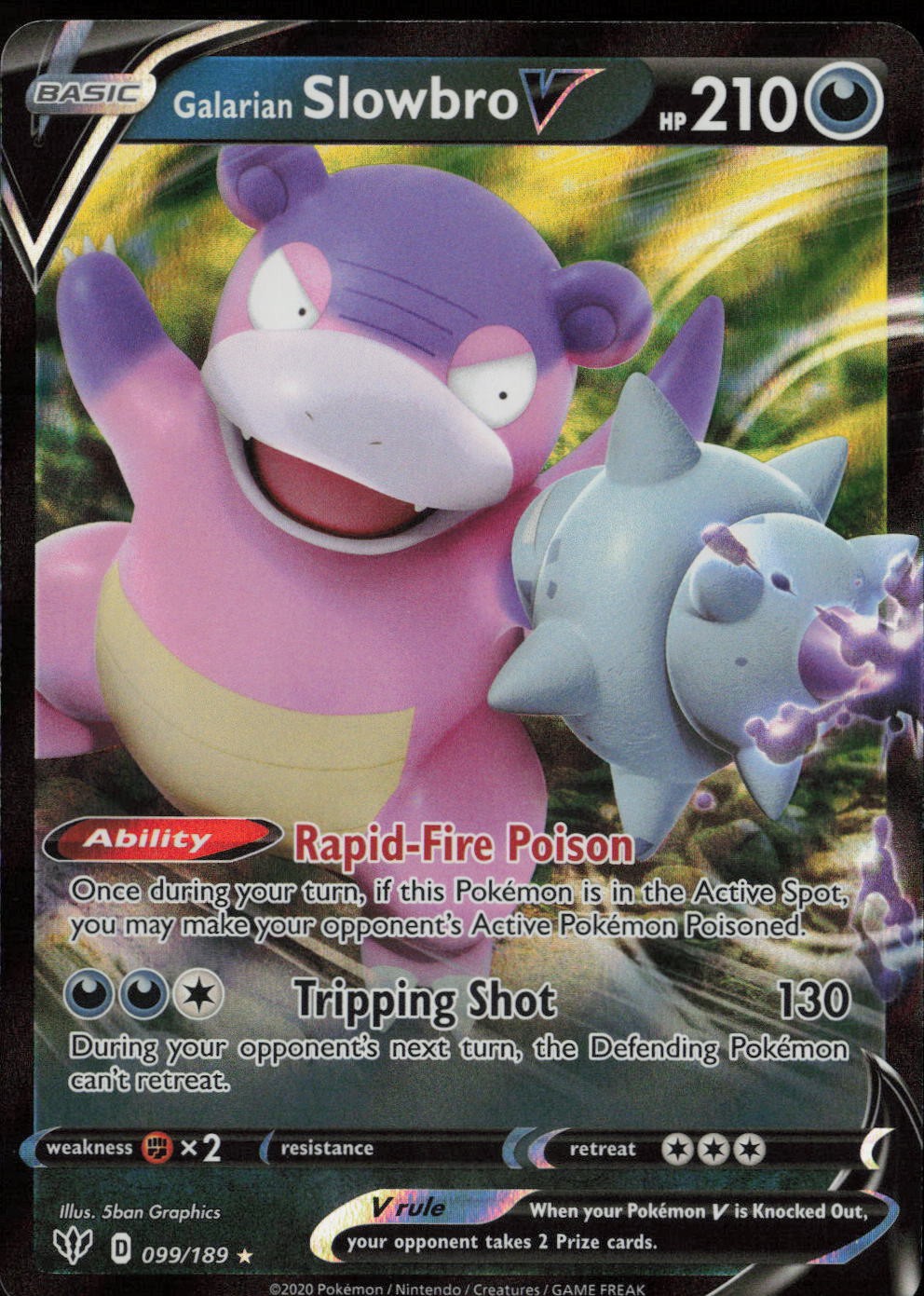Galarian Slowbro V Holo Ultra Rare SWSH03: Darkness Ablaze 099/189 NM