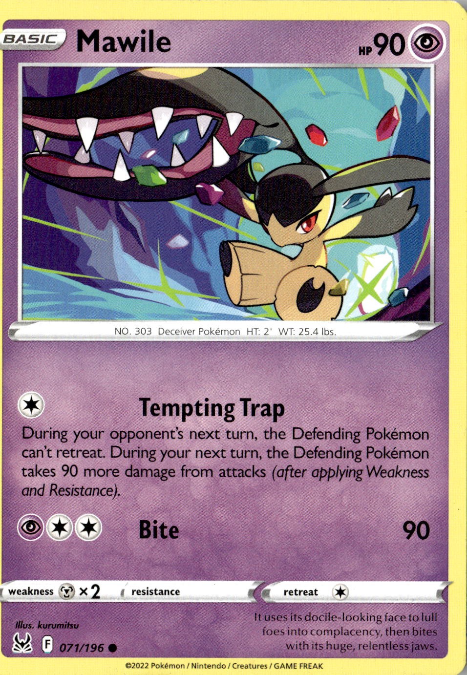 2022 POKEMON MAWILE 071/196 COMMON LOST ORIGIN NEAR MINT
