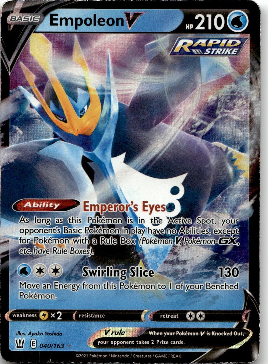 Empoleon V 040/163 Holo V Rare Battle Styles Pokemon Lightly Played
