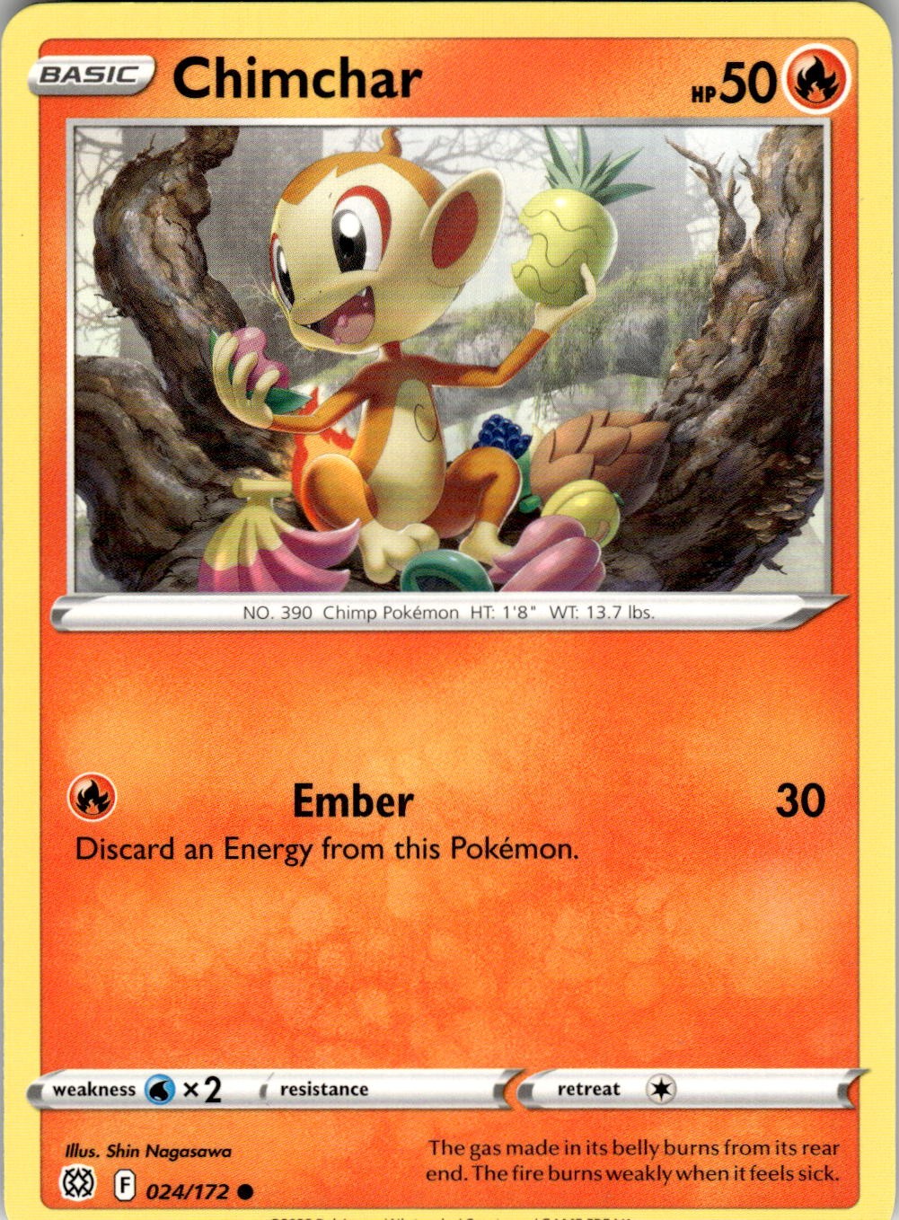 Chimchar 024/172 Common Brilliant Stars Pokemon Near Mint