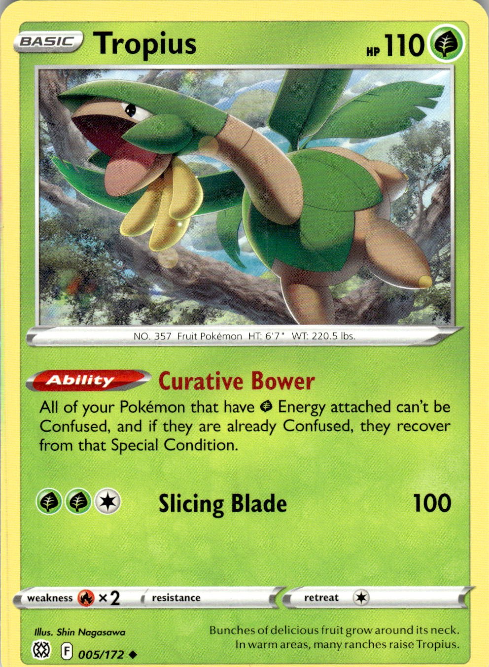 Tropius 005/172 Uncommon Brilliant Stars Pokemon Near Mint