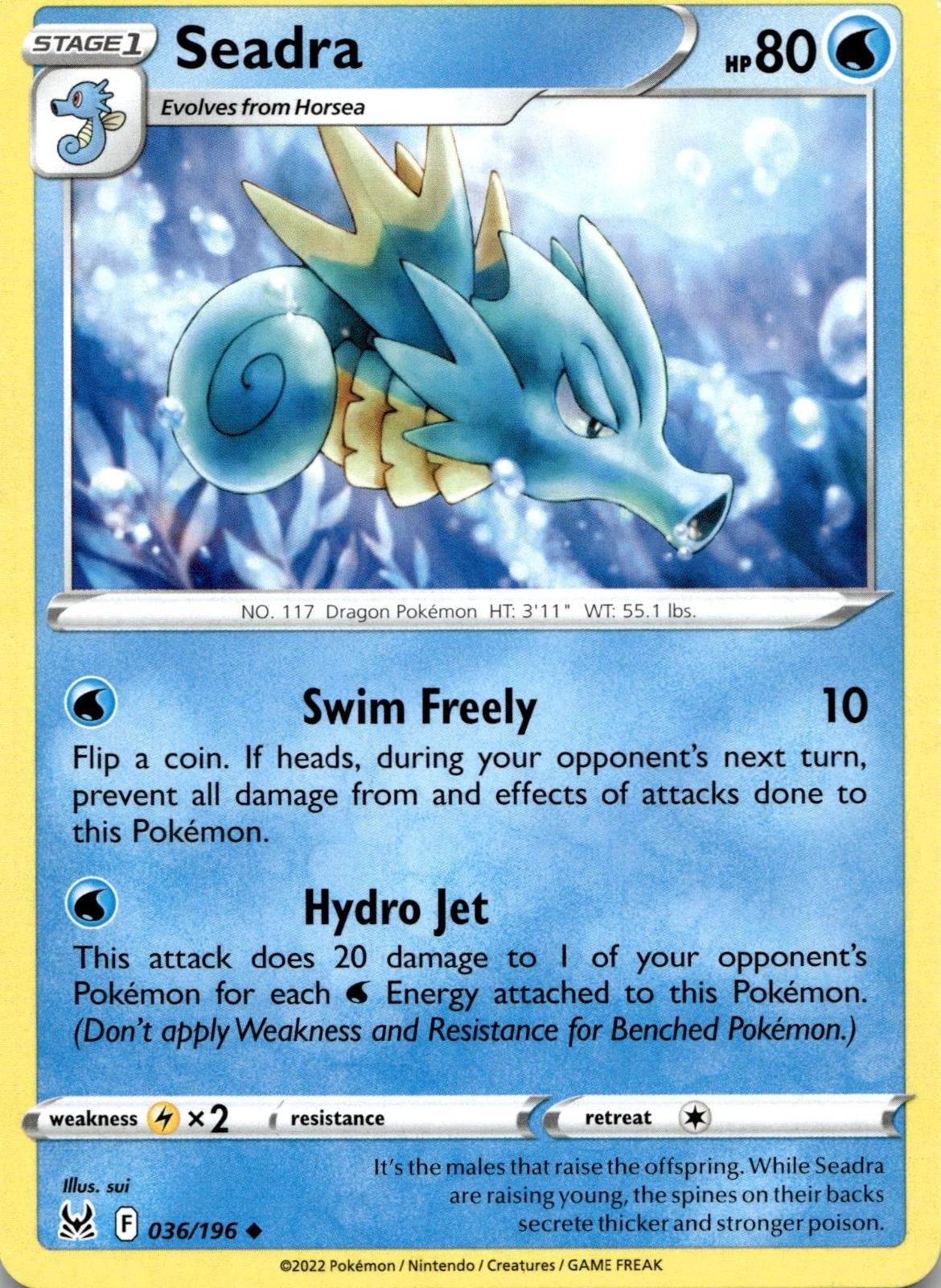 Seadra 036/196 Uncommon Lost Origin Pokemon Near Mint