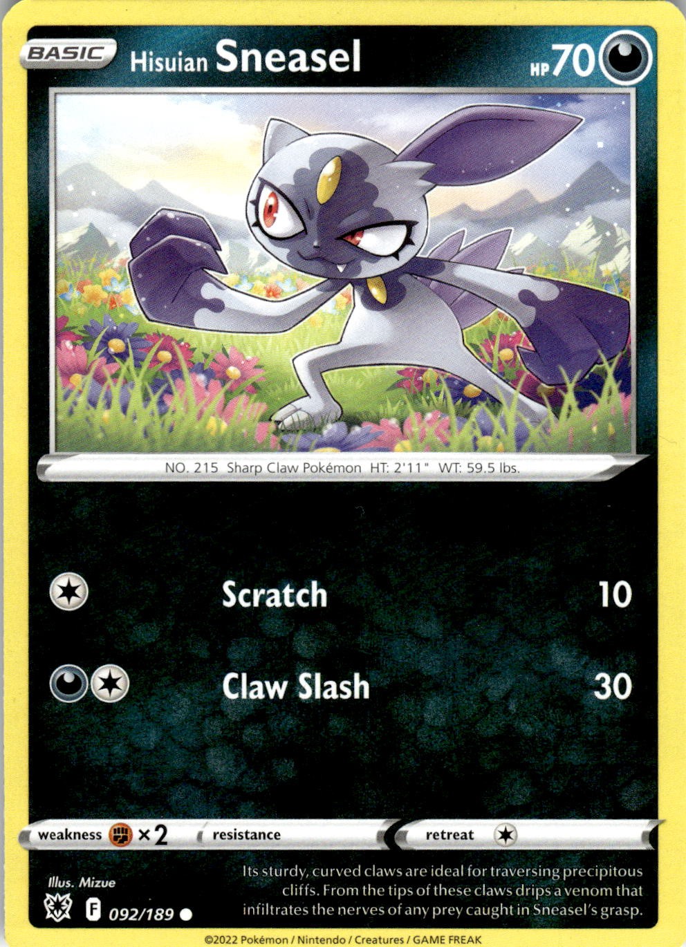 Hisuian Sneasel 092/189 Common Astral Radiance Pokemon Near Mint
