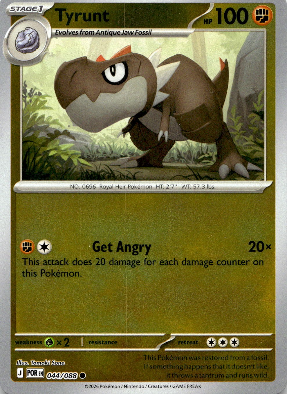 Tyrunt 044/088 Common Perfect Order Pokemon Reverse Holo Near Mint