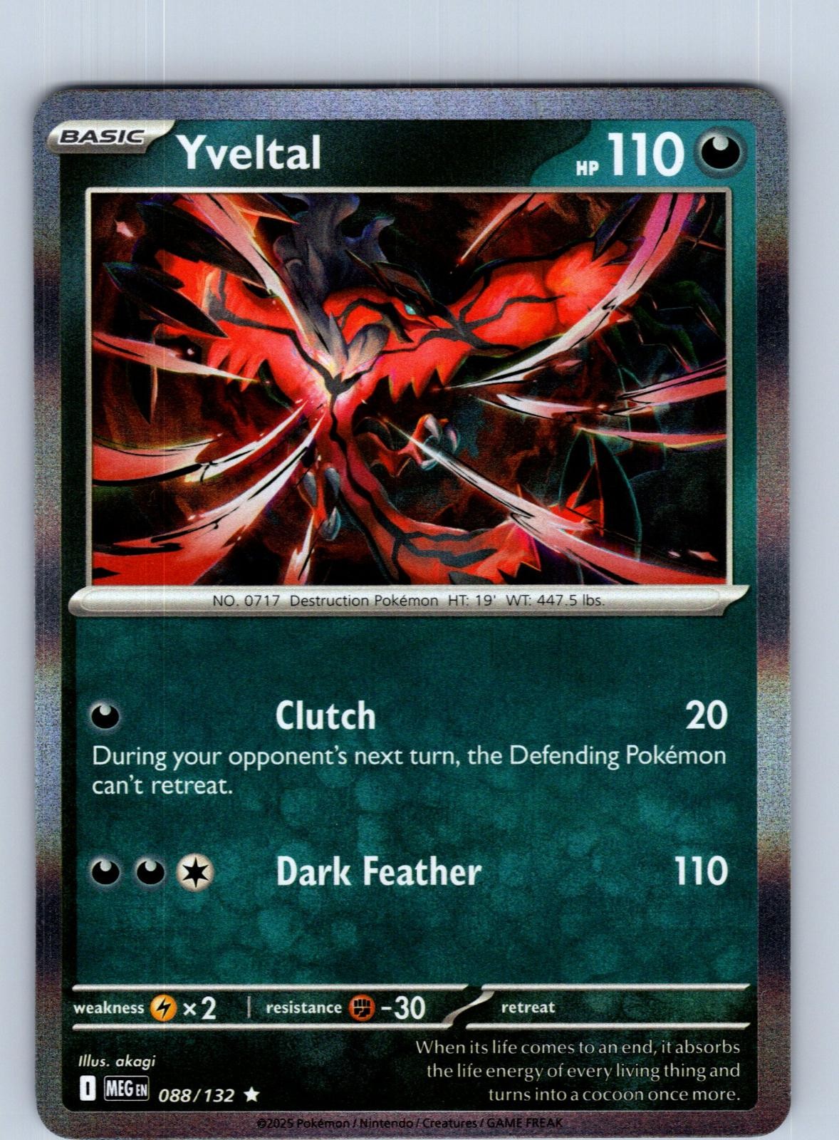 Yveltal 088/132 Rare Mega Evolution Pokemon Holo Near Mint