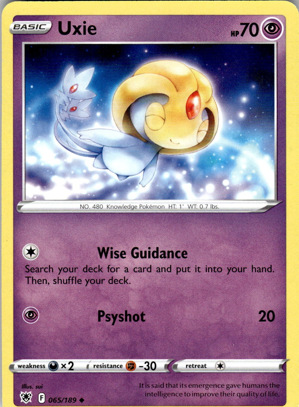 Uxie 065/189 Uncommon Astral Radiance Pokemon Near Mint