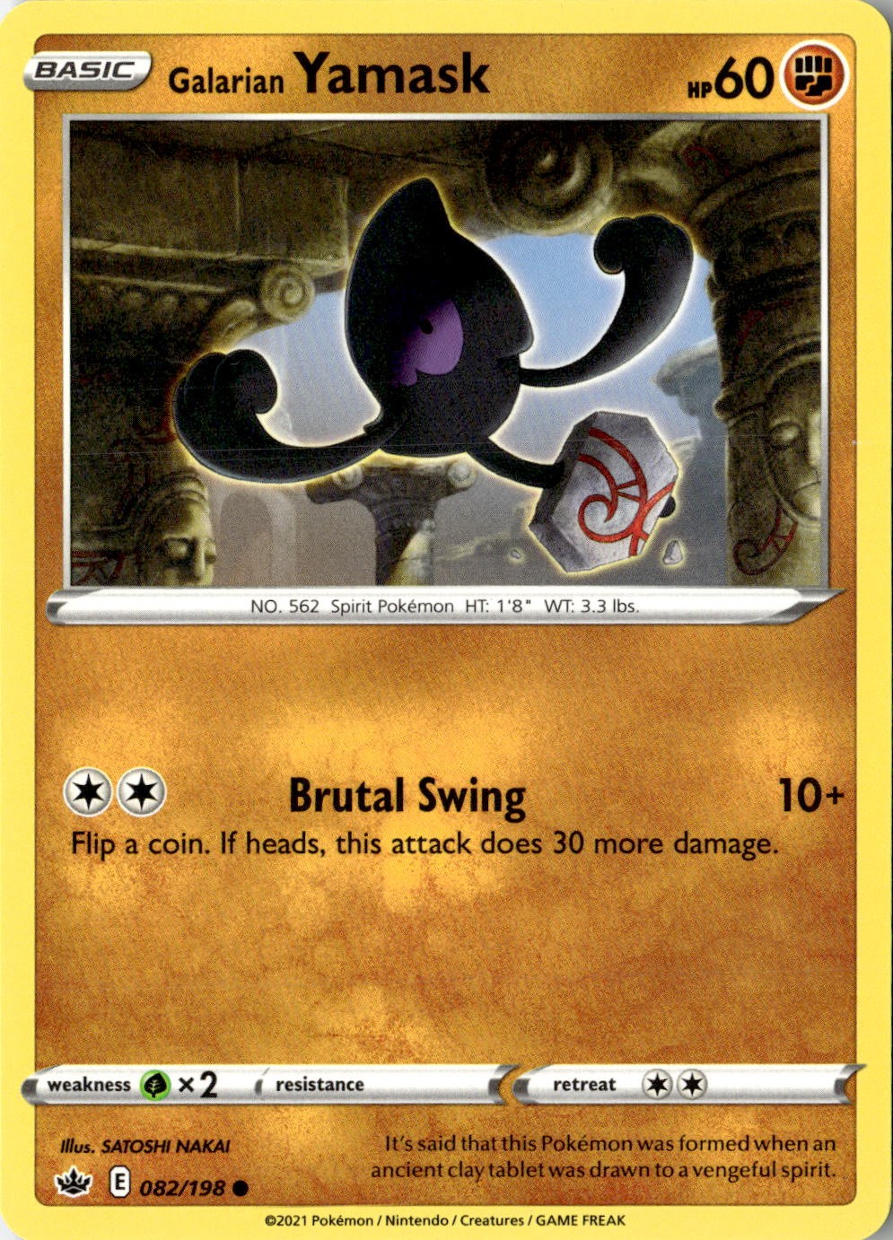 2021 POKEMON GALARIAN YAMASK 082/198 COMMON CHILLING REIGN NEAR MINT