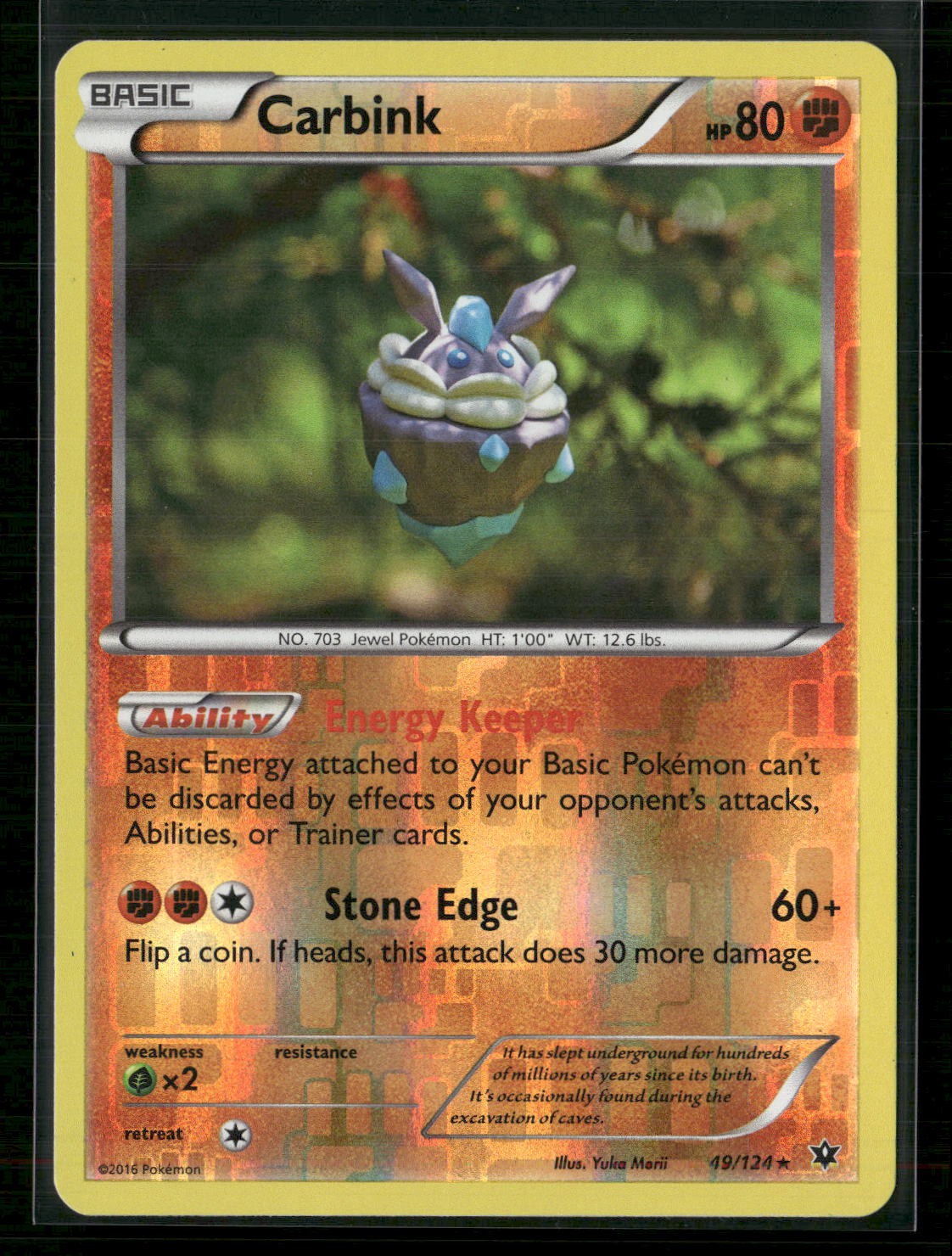 Carbink (49) Reverse Holo Rare XY - Fates Collide 49/124 NM