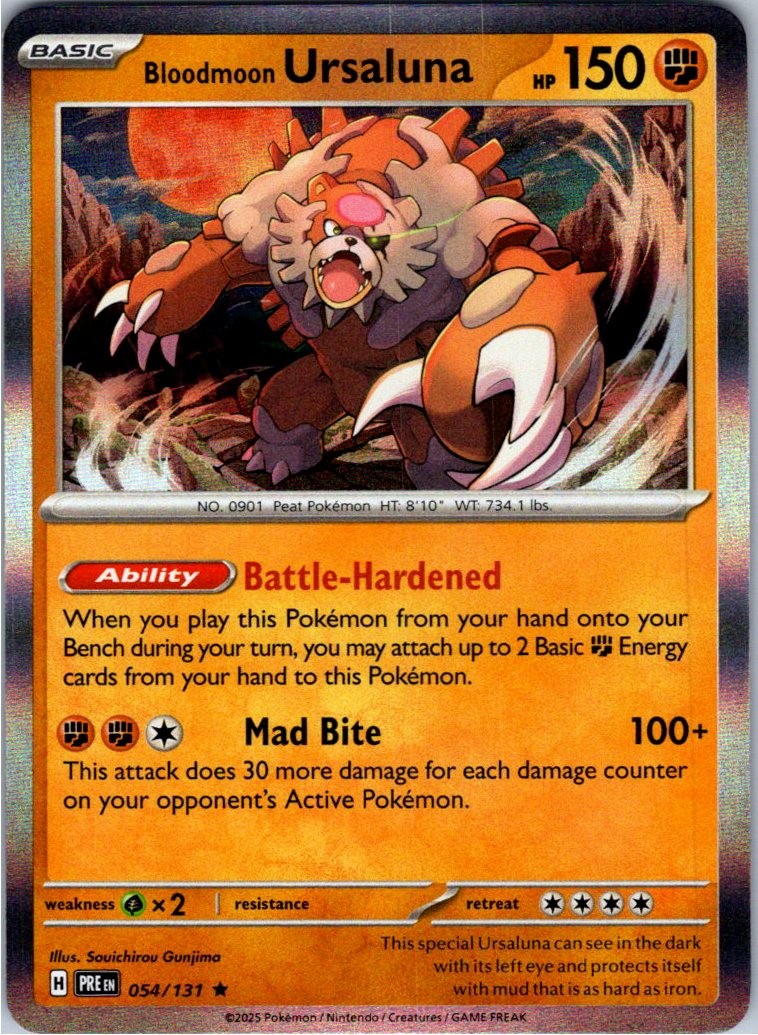 Bloodmoon Ursaluna 054/131 Holo Rare Prismatic Evolutions Pokemon Near Mint