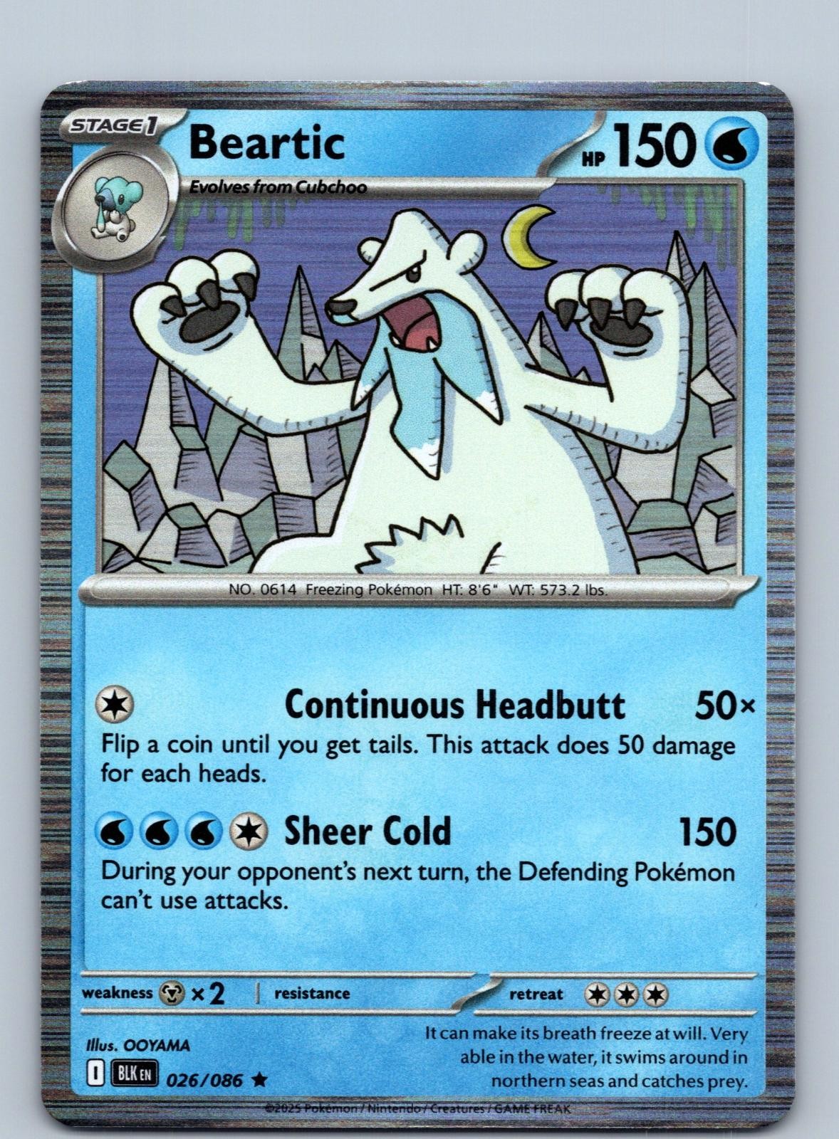 Beartic 026/086 Holo Rare Black Bolt Pokemon Near Mint
