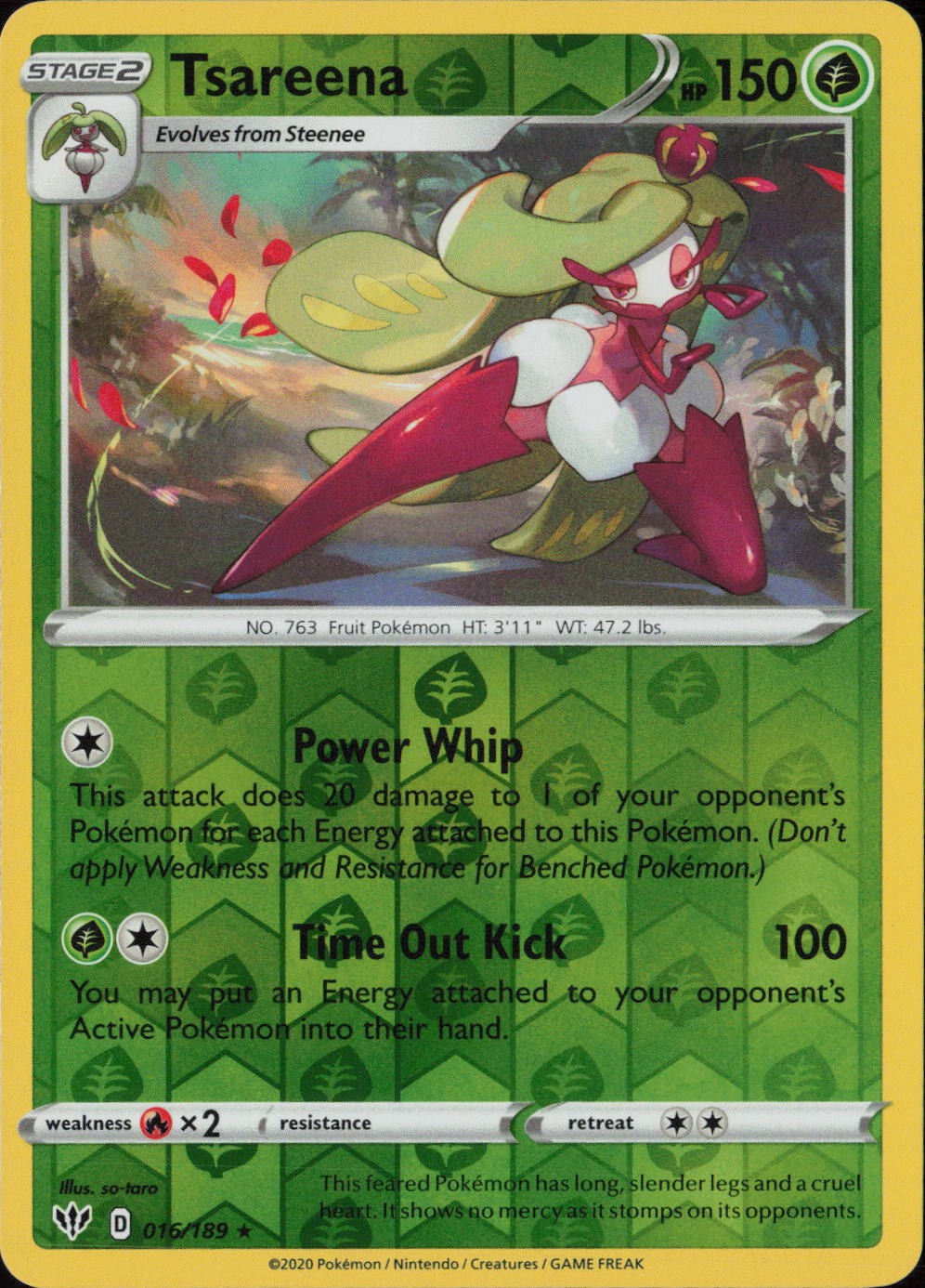 Tsareena Reverse Holo Rare SWSH03: Darkness Ablaze 016/189 NM
