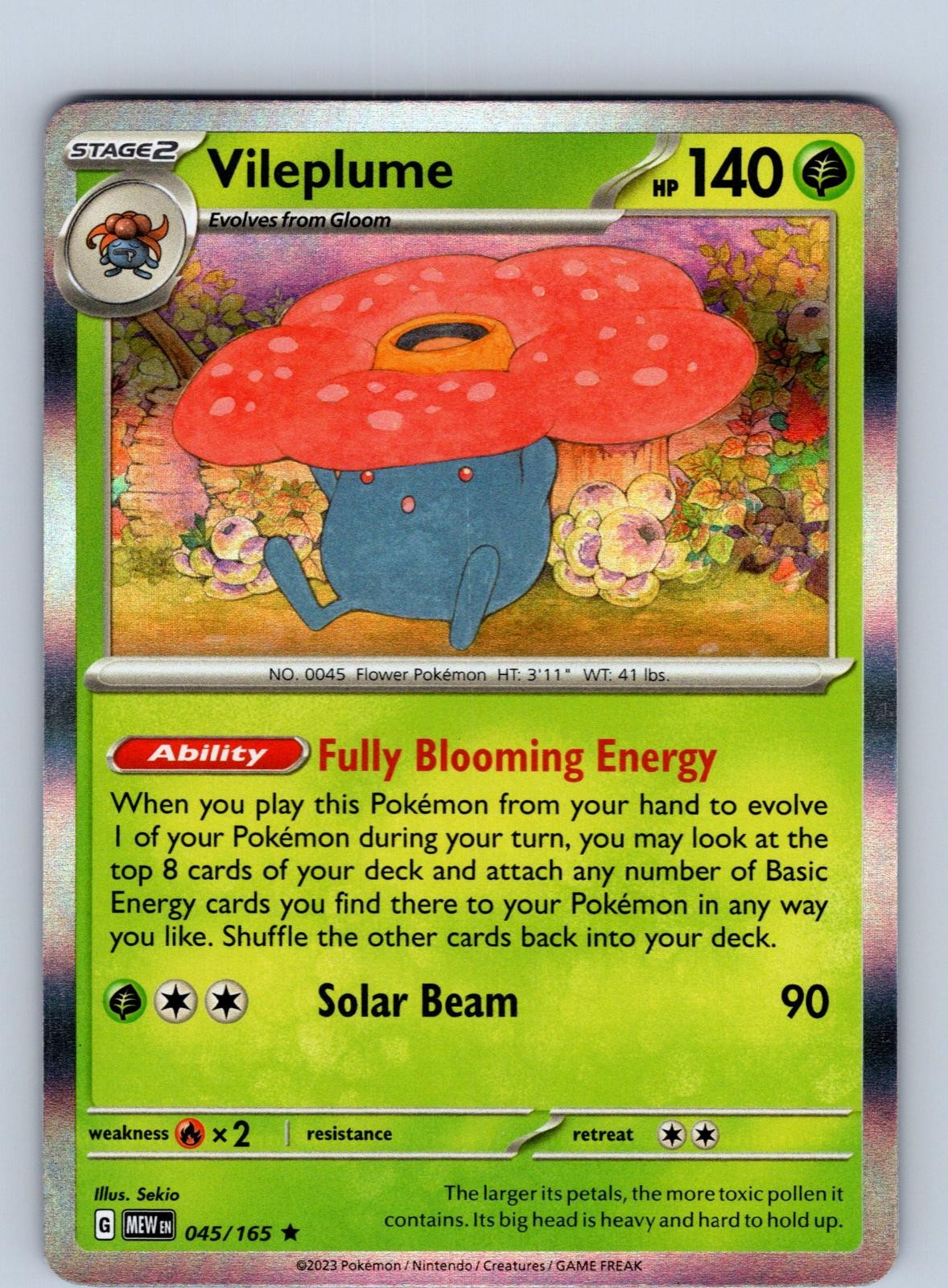 Vileplume 045/165 Rare 151 Pokemon Holo Near Mint