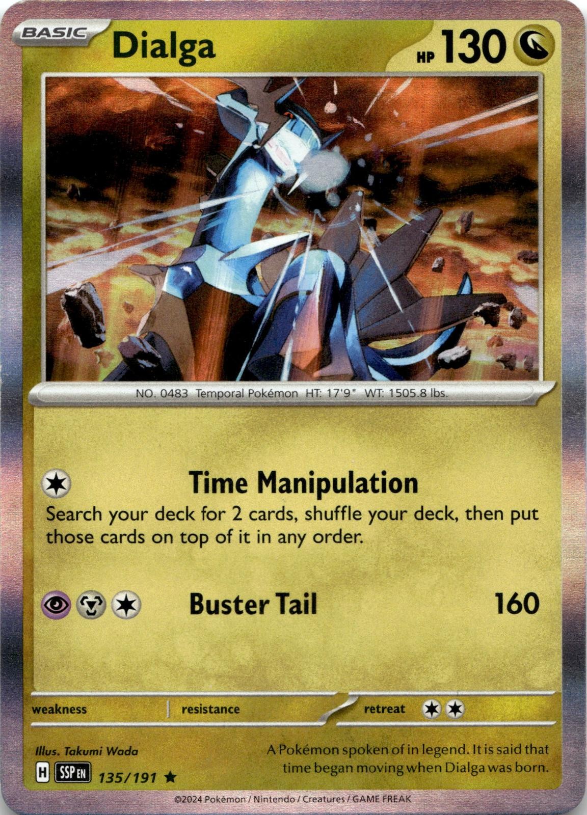 Dialga 135/191 Rare Surging Sparks Pokemon Holo Near Mint