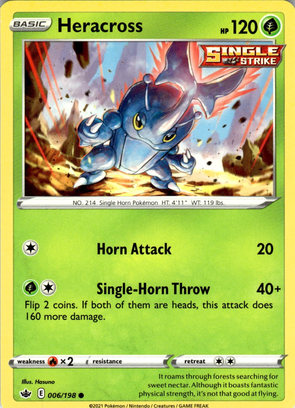 Heracross 006/198 Common Chilling Reign Pokemon Near Mint