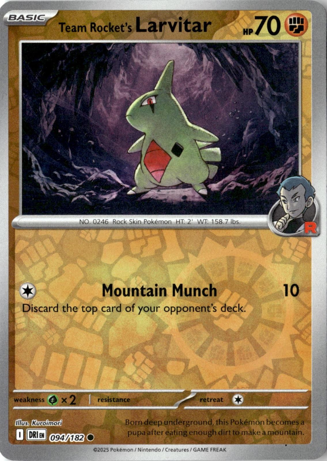 2025 POKEMON TEAM ROCKET'S LARVITAR 094/182 COMMON DESTINED RIVALS NEAR MINT
