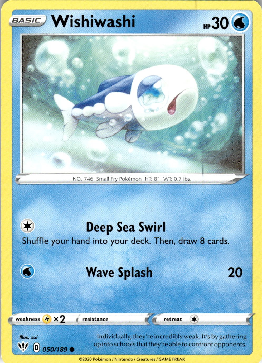 Wishiwashi 050/189 Common Darkness Ablaze Pokemon Near Mint