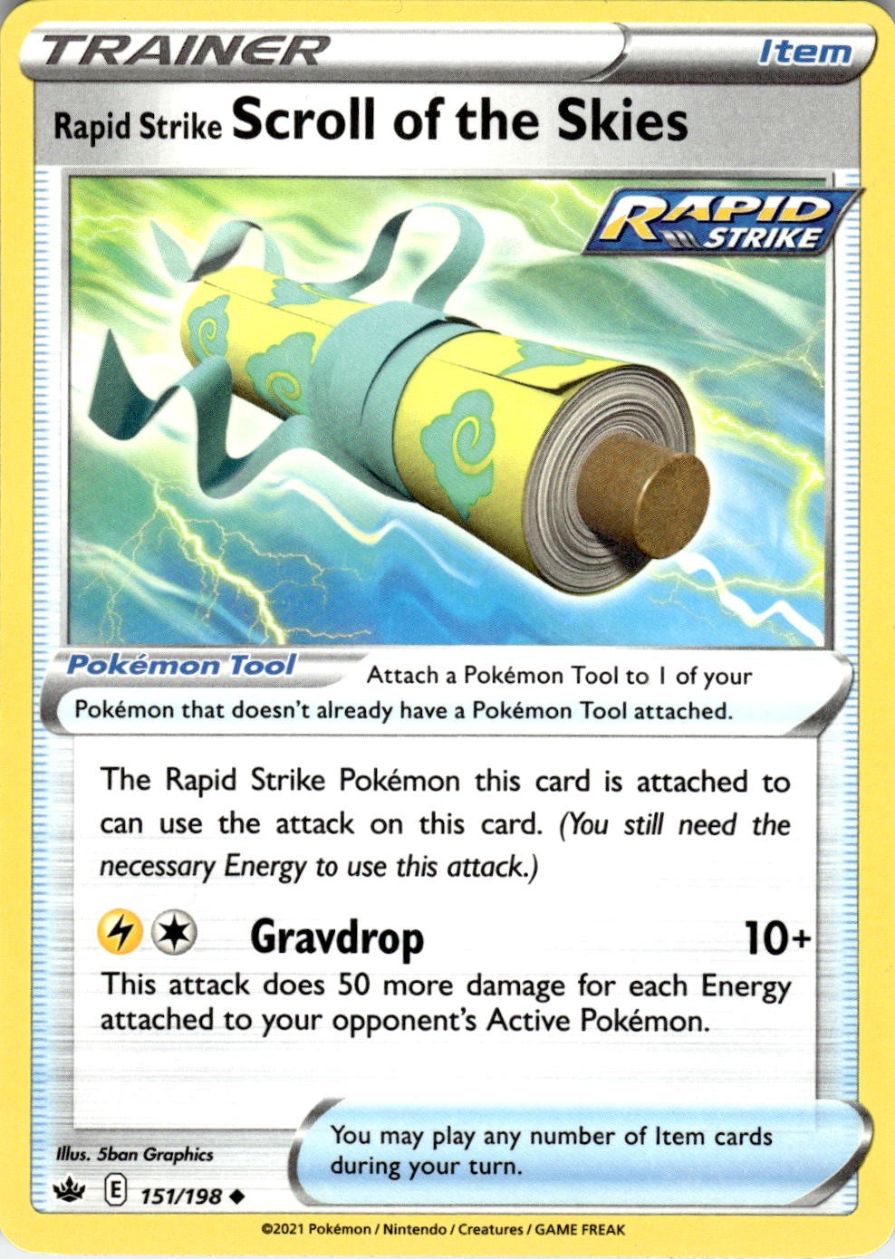 Rapid Strike Scroll of the Skies 151/198 Uncommon Chilling Reign Pokemon NM