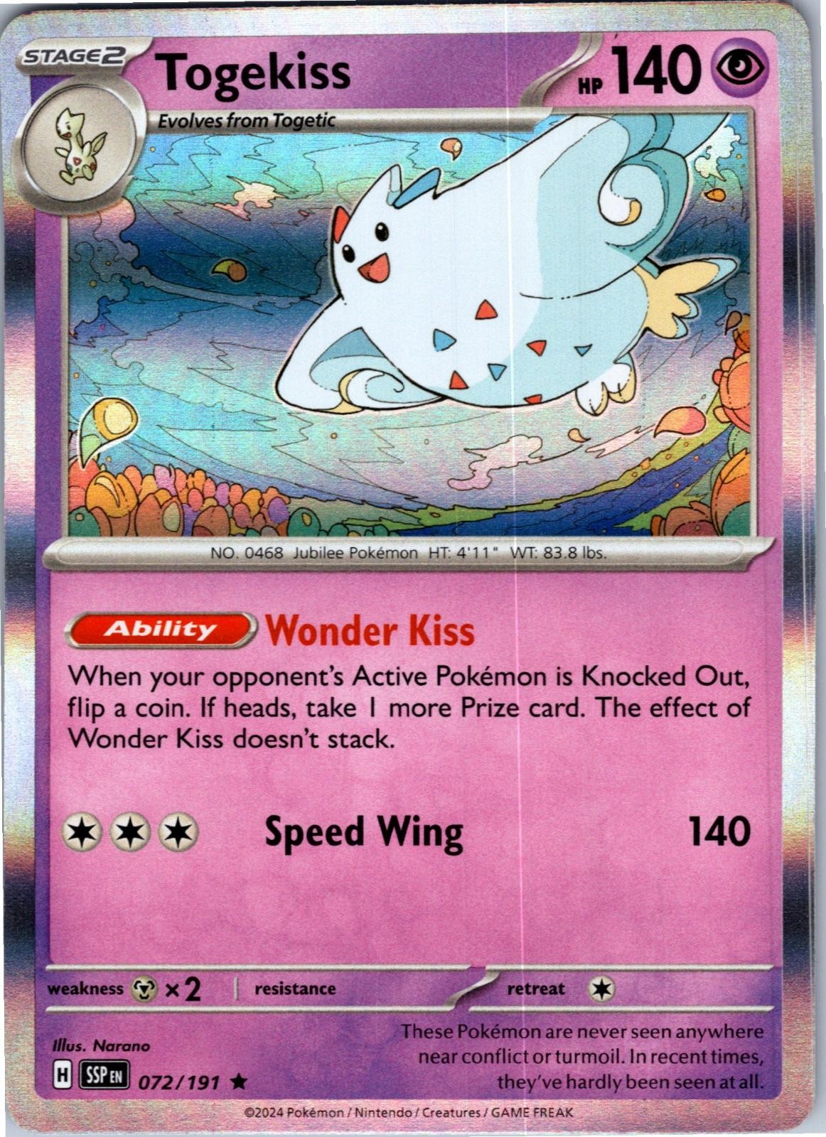 Togekiss 072/191 Rare Surging Sparks Pokemon Holo Lightly Played