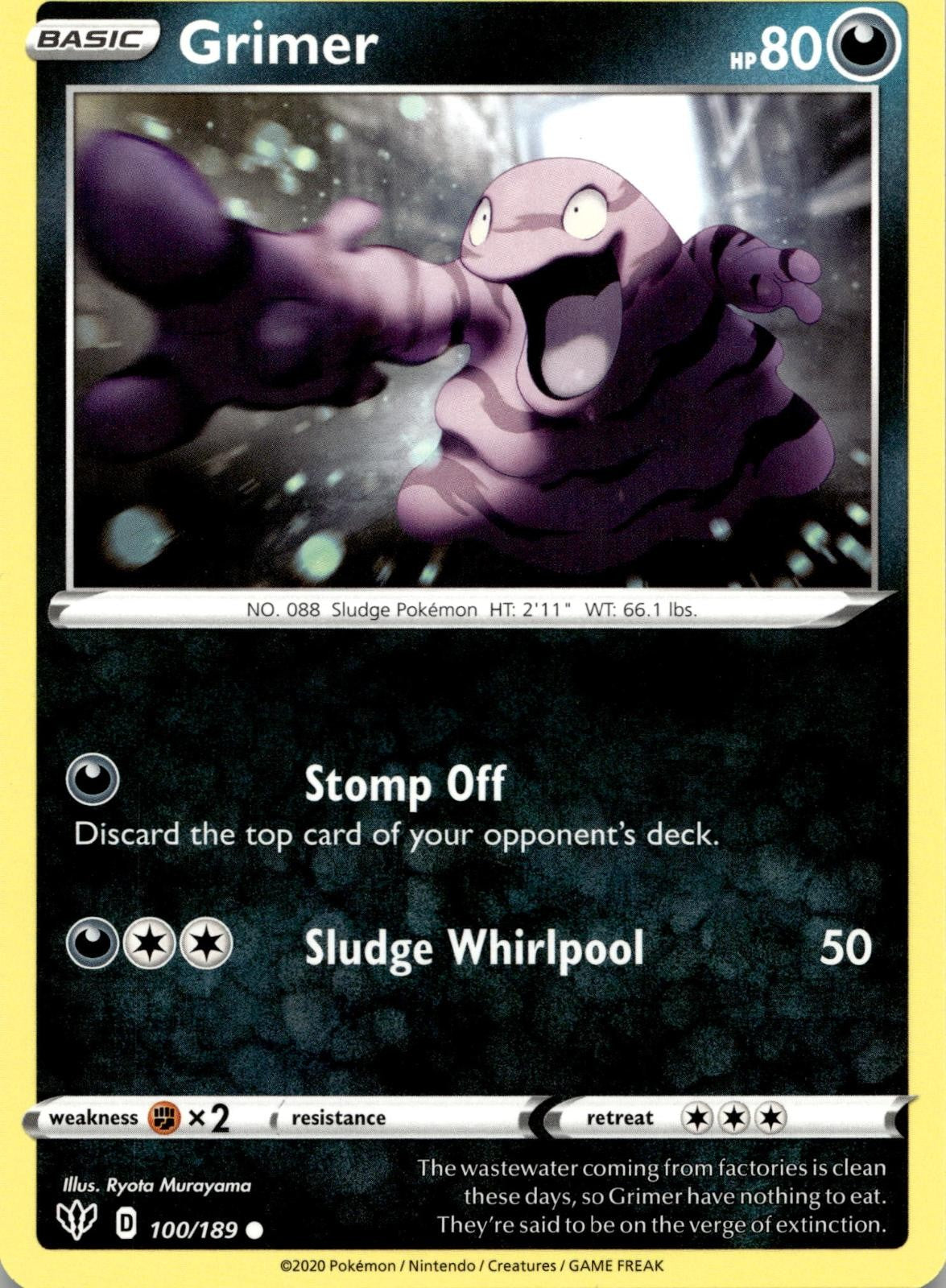 Grimer 100/189 Common Darkness Ablaze Pokemon Near Mint