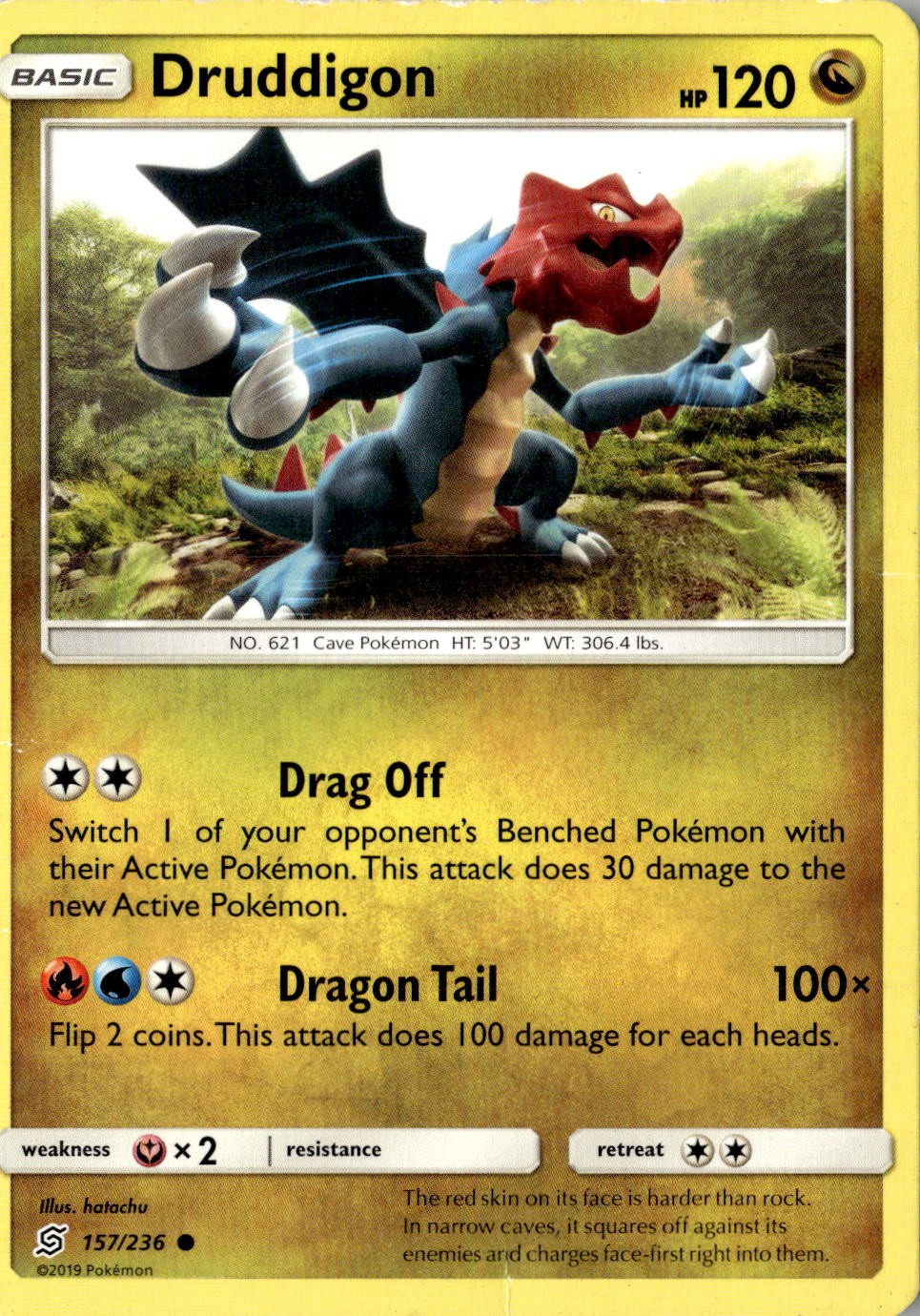 2019 POKEMON DRUDDIGON 157/236 COMMON UNIFIED MINDS NEAR MINT