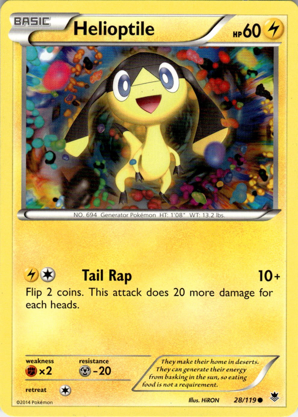 Helioptile 28/119 Common Phantom Forces Pokemon Near Mint
