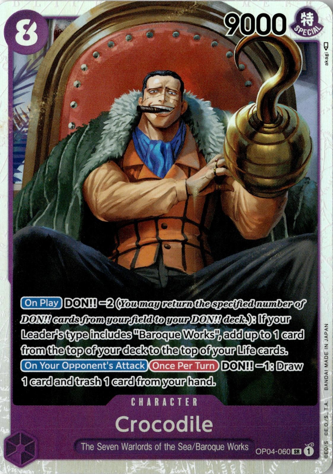 2023 ONE PIECE CROCODILE (060) OP04-060 SUPER RARE KINGDOMS OF INTRIGUE FOIL NM