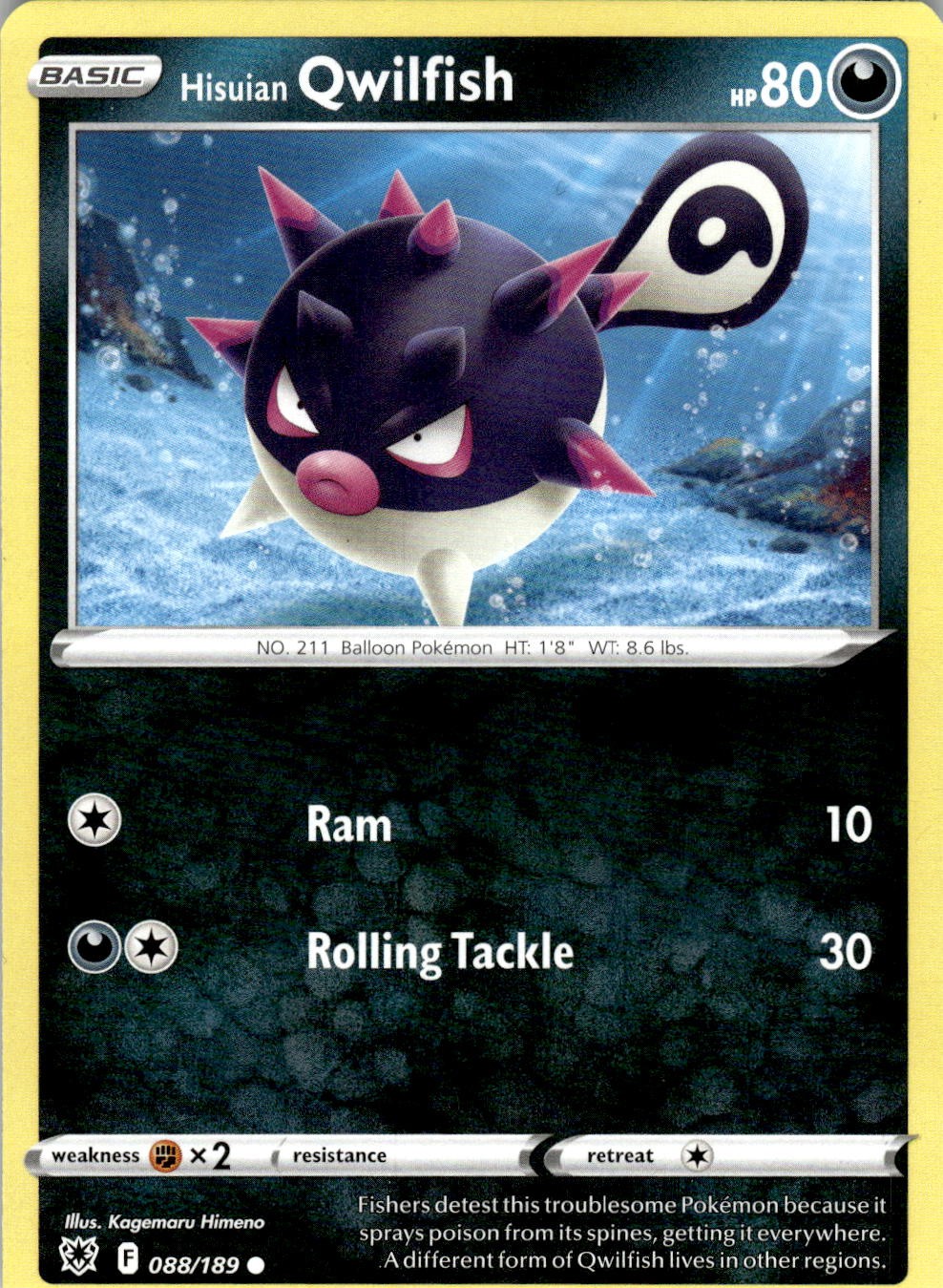 Hisuian Qwilfish 088/189 Common Astral Radiance Pokemon Near Mint