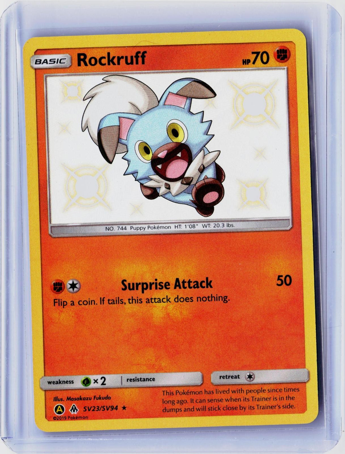 2019 POKEMON ROCKRUFF SV23/SV94 SHINY RARE HIDDEN FATES SHINY VAULT HOLO NM