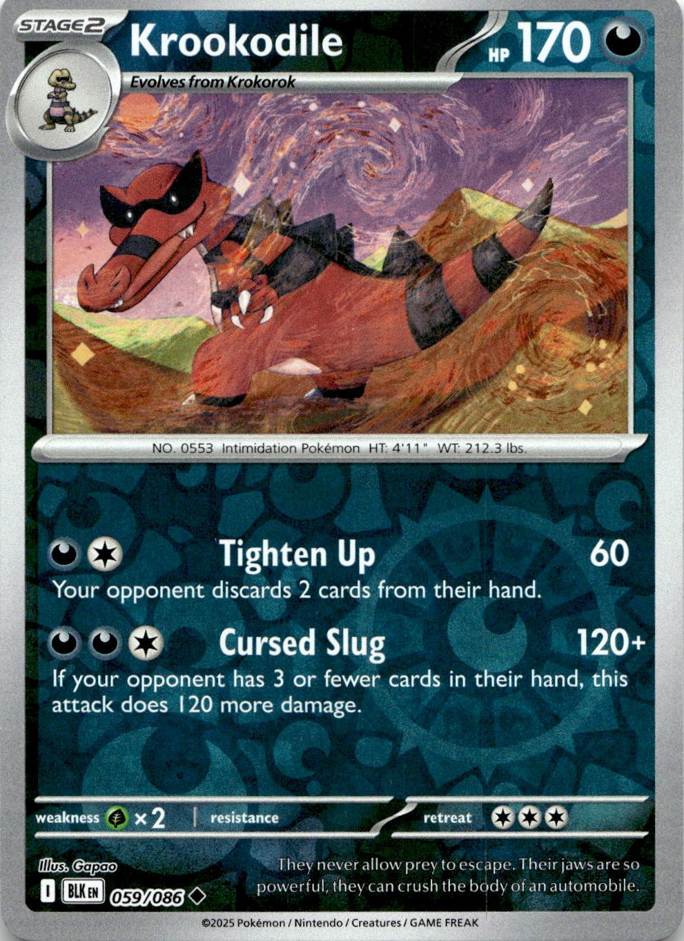 Krookodile 059/086 Uncommon Black Bolt Pokemon Reverse Holo Near Mint