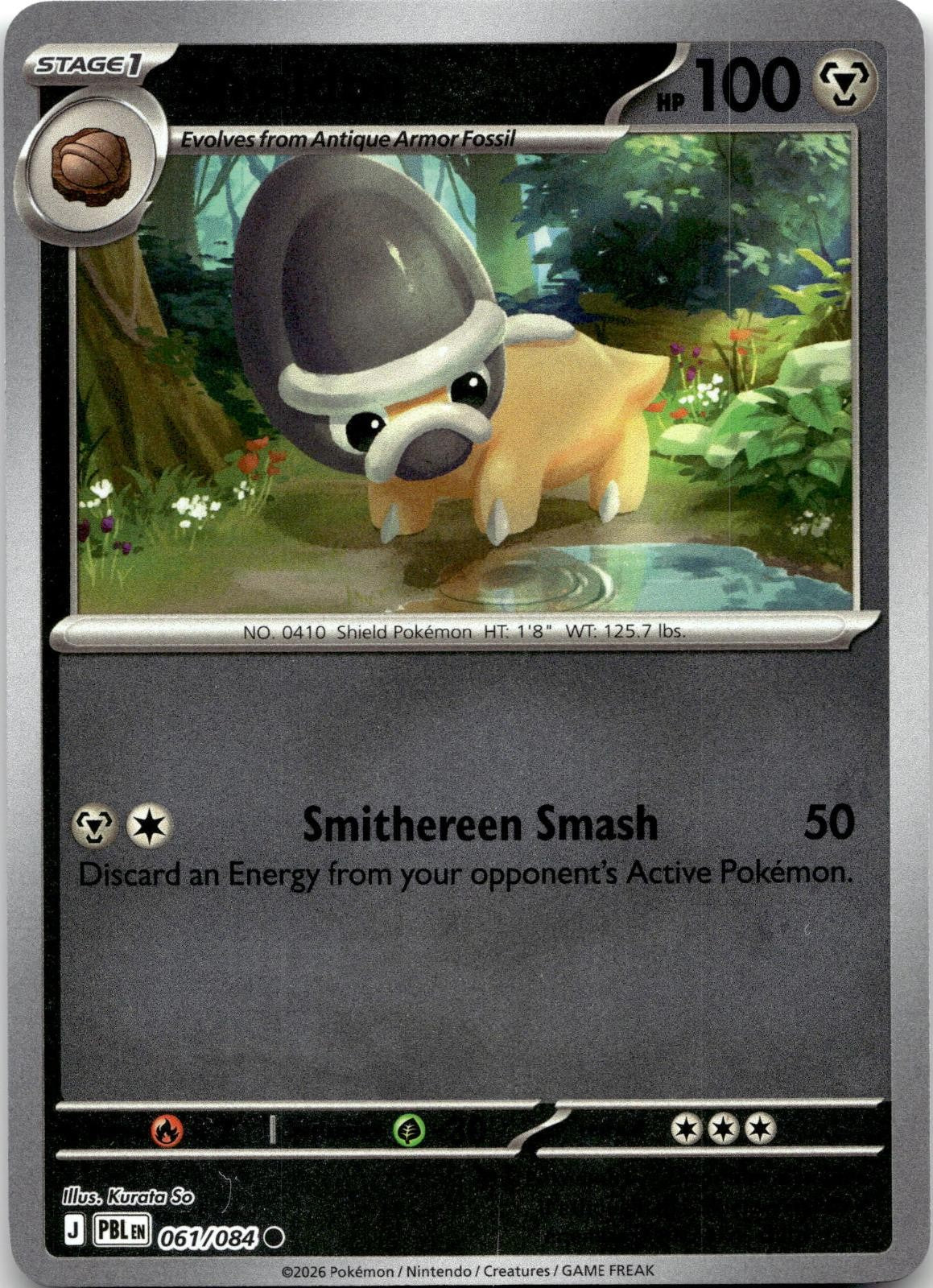 Shieldon 061/084 Common Pitch Black Pokemon Reverse Holo Near Mint