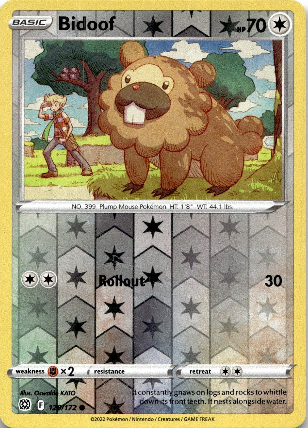 Bidoof 120/172 Common Brilliant Stars Pokemon Reverse Holo Near Mint