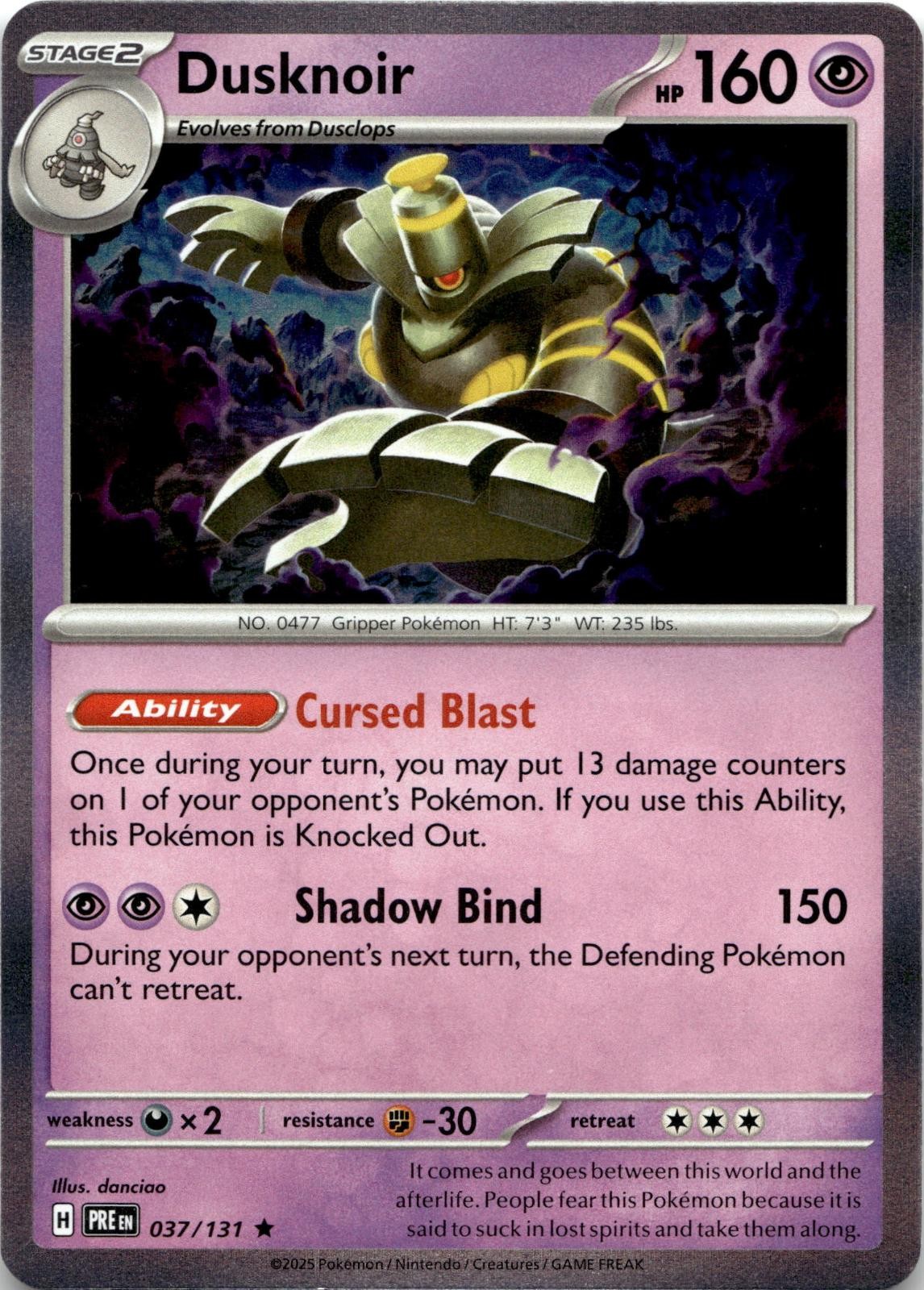 Dusknoir 037/131 Holo Rare Prismatic Evolutions Pokemon Near Mint